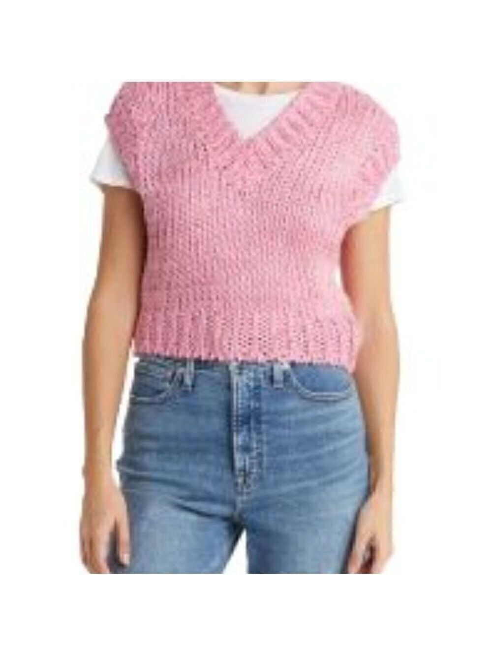 New with tags Ever After V-Neck Cap sleeve Sweater - Size large.  Pink .
